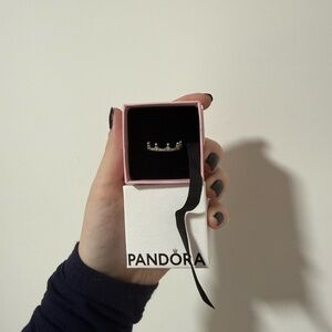 Pandora Silver Crown Ring with Rhinestones Size 56